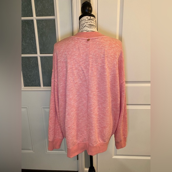 LIVI Cotton Blend Coral Peach Soft Deep V-Neck Faux Wrap Sweatshirt - Size 22-24 - Picture 2 of 6